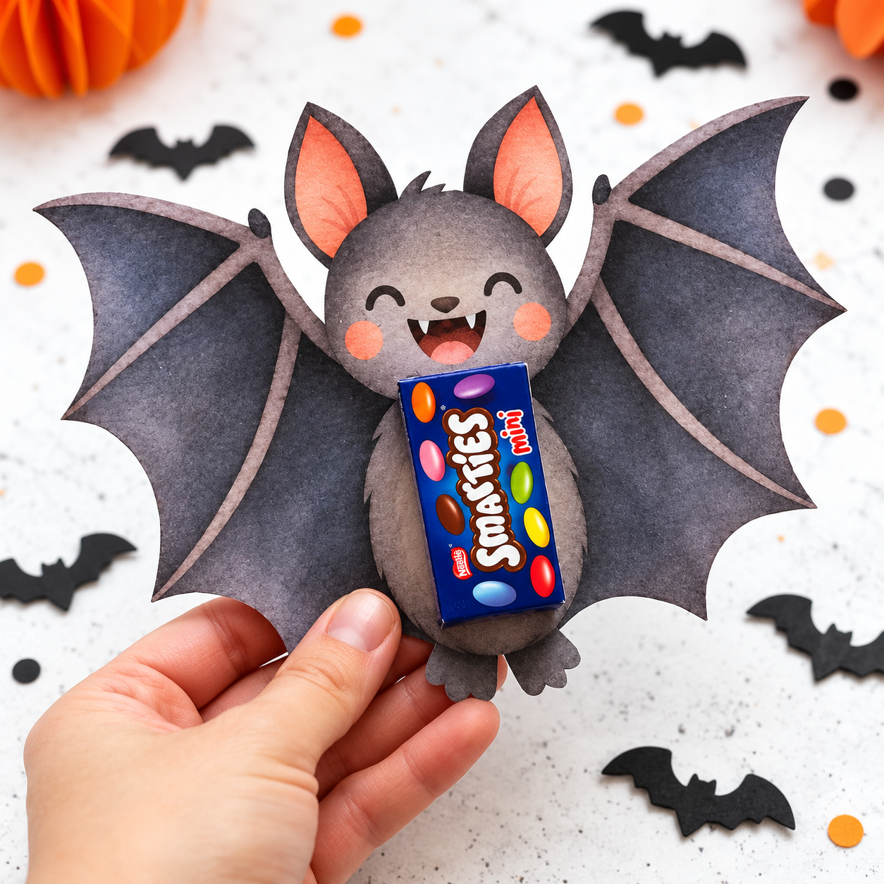 Pipistrello di Halloween porta cioccolatini Smarties